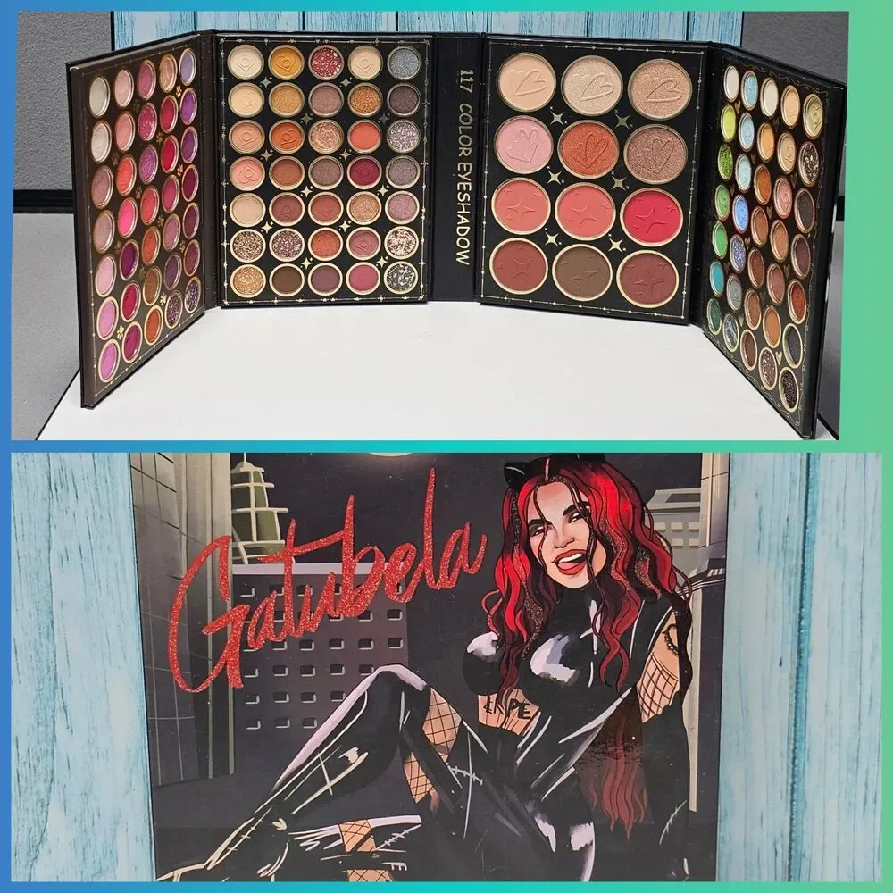 Gatubella Karol G 117 Color Eye Shadow Palette NEW Glitter Sparkly Smoky
